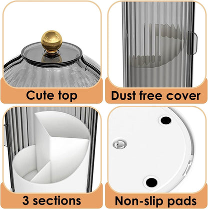 Multi-Use Bathroom Caddy, Dustproof Rotating Organizer with Cover