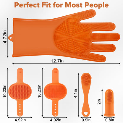 6PCS Pet Grooming Kit for Dogs,Cats and Horses | Dog Washing Gloves | Dog Bath Brush | Dog Bath Gloves | Dog Shampoo Brush | Pet Grooming Gloves | Dog Bath Supplies