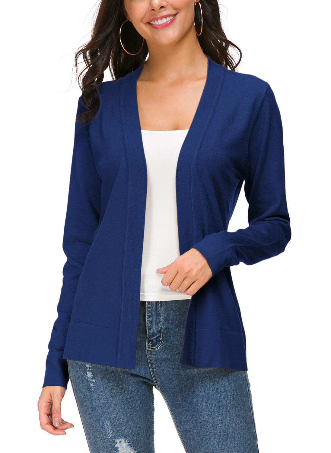 Cardigan en tricot ouvert sur le devant pour femme, manteau à manches longues