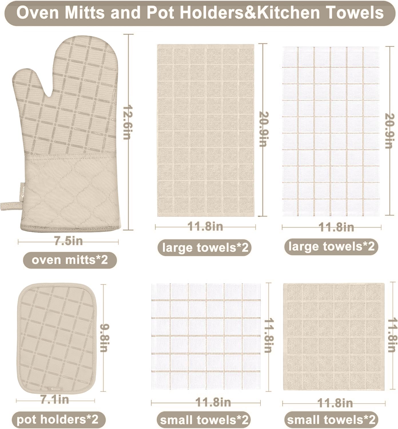 Ofenhandschuhe, Küchentücher und Geschirrtücher, Topflappen-Sets, Ofenhandschuhe, Küchengeschirrtücher, 500 Grad hitzebeständige Topflappen mit rutschfester Silikonoberfläche zum Kochen, Grillen, Backen, Schwarz 