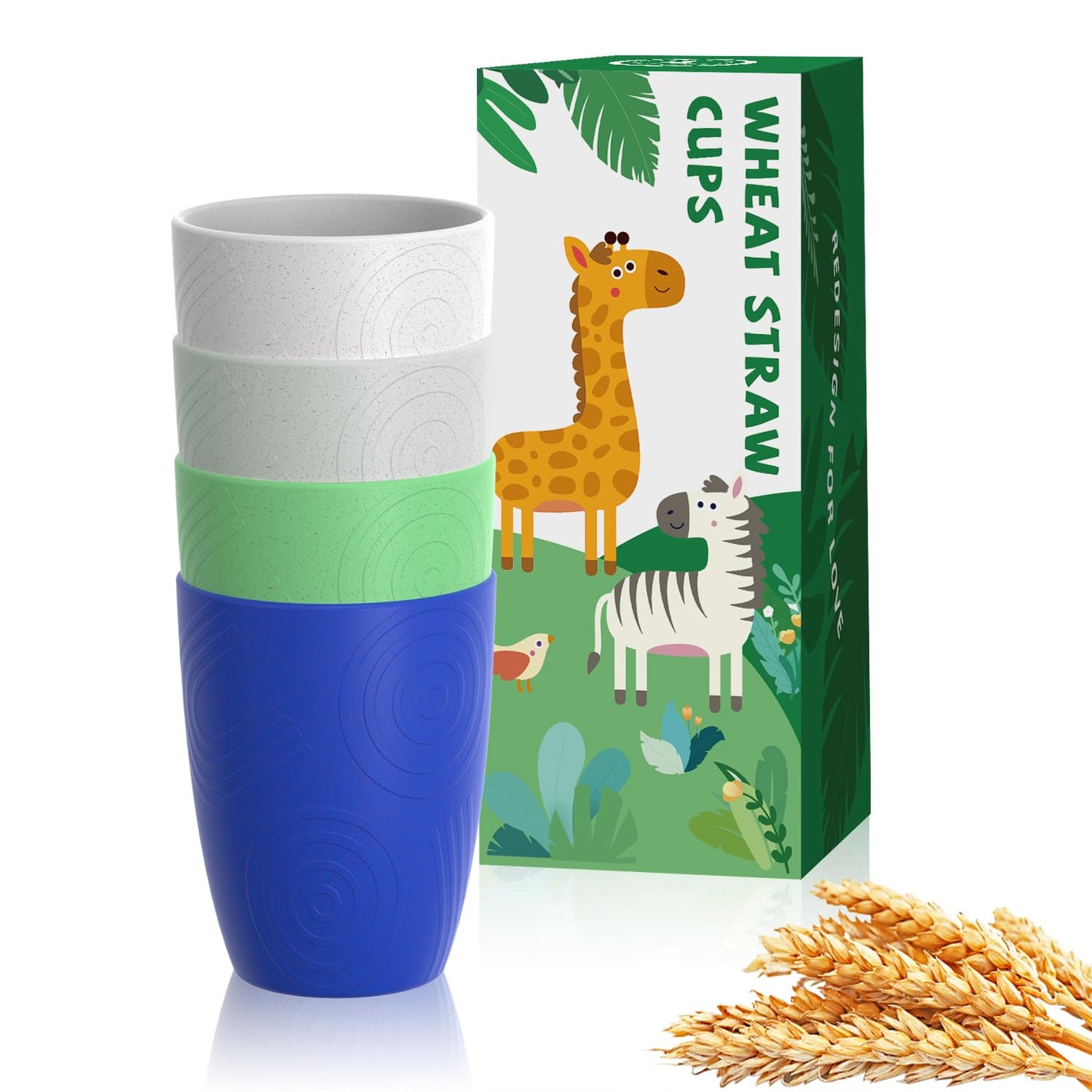 Homienly Wheat Straw Cups – Reusable, Unbreakable, Tumblers, Stackable & Dishwasher Safe