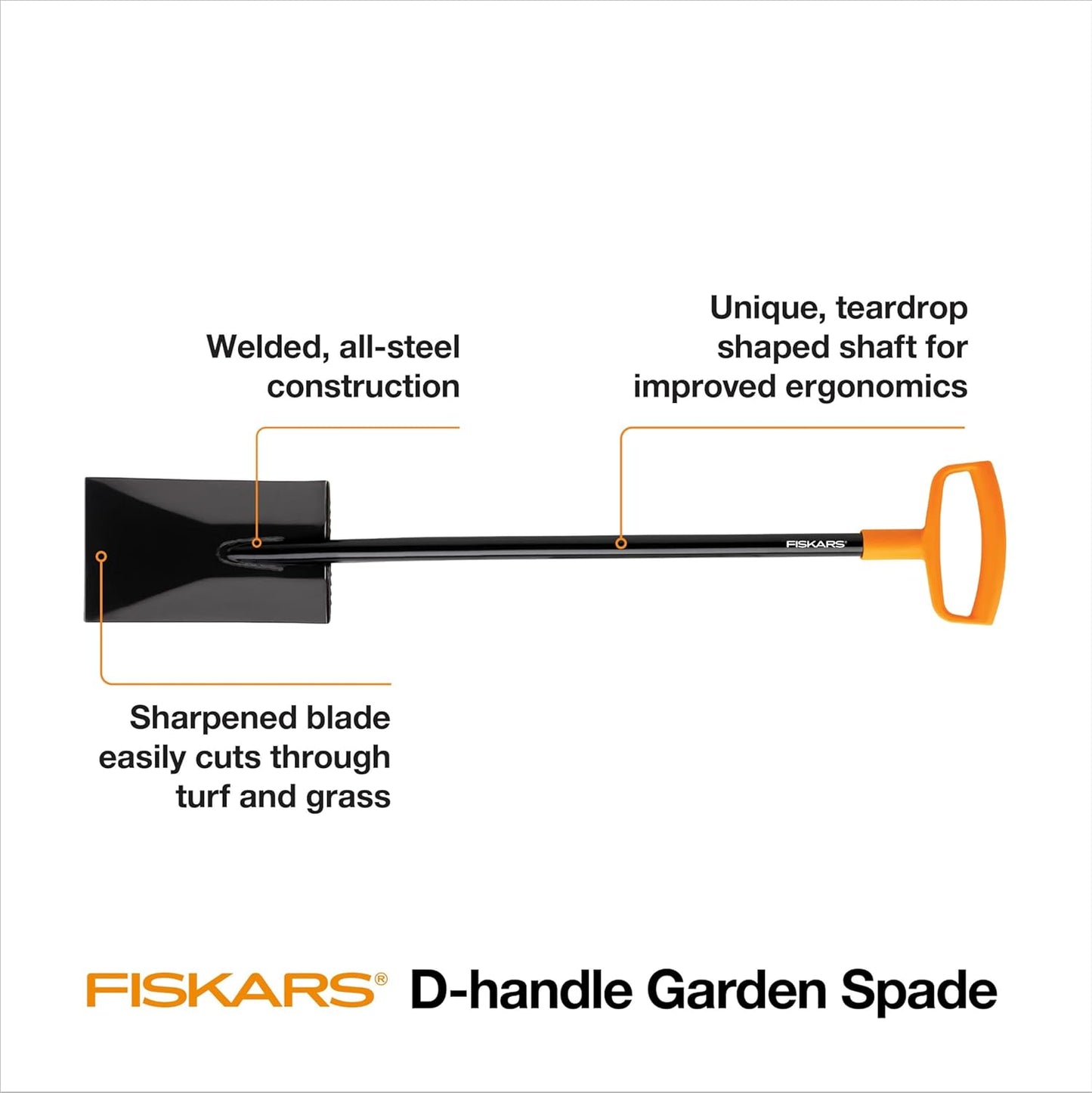46 in Steel Flat Spade Garden Shovel with Ergonomic D-Handle