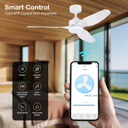 Smart LED Ceiling Fan – WiFi/Alexa Control, Quiet DC Motor, Indoor/Outdoor
