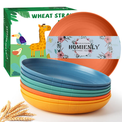 Homienly Wheat Straw Dinner Plates – Unbreakable set of 8