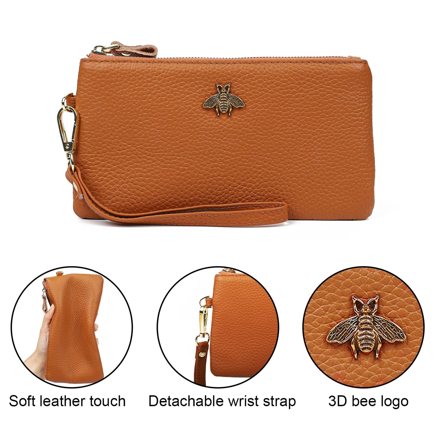 imeetu Damen-Handgelenk-Clutch, Leder, Handy-Geldbörse, Handtasche mit Handschlaufe