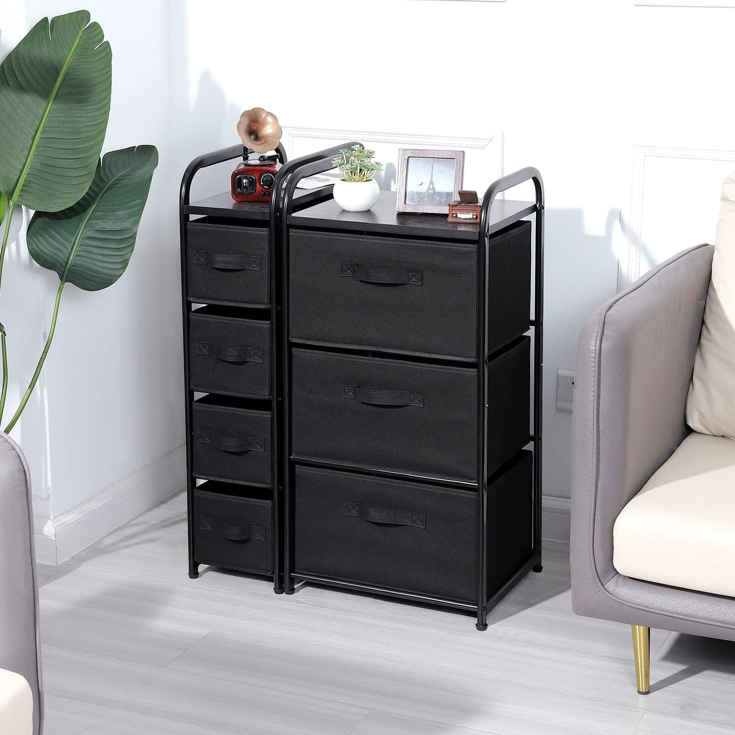 MAX Houser Dresser Storage with 3 Drawers, Fabric Dresser Tower, Vertical Storage Unit for Bedroom, Closet, Office, Black