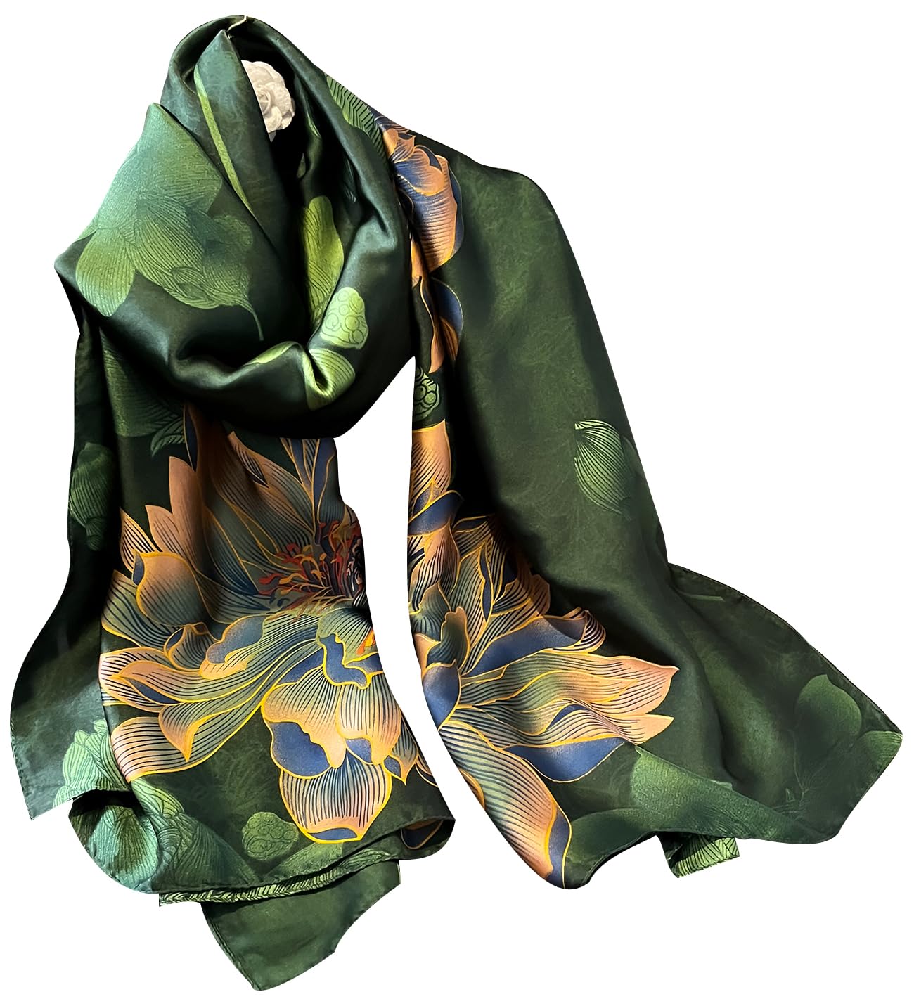 NUWEERIR Womens 100% Large Mulberry Silk Scarf Long Satin Scarf Fashion Designer Scarf Lightweight Wraps