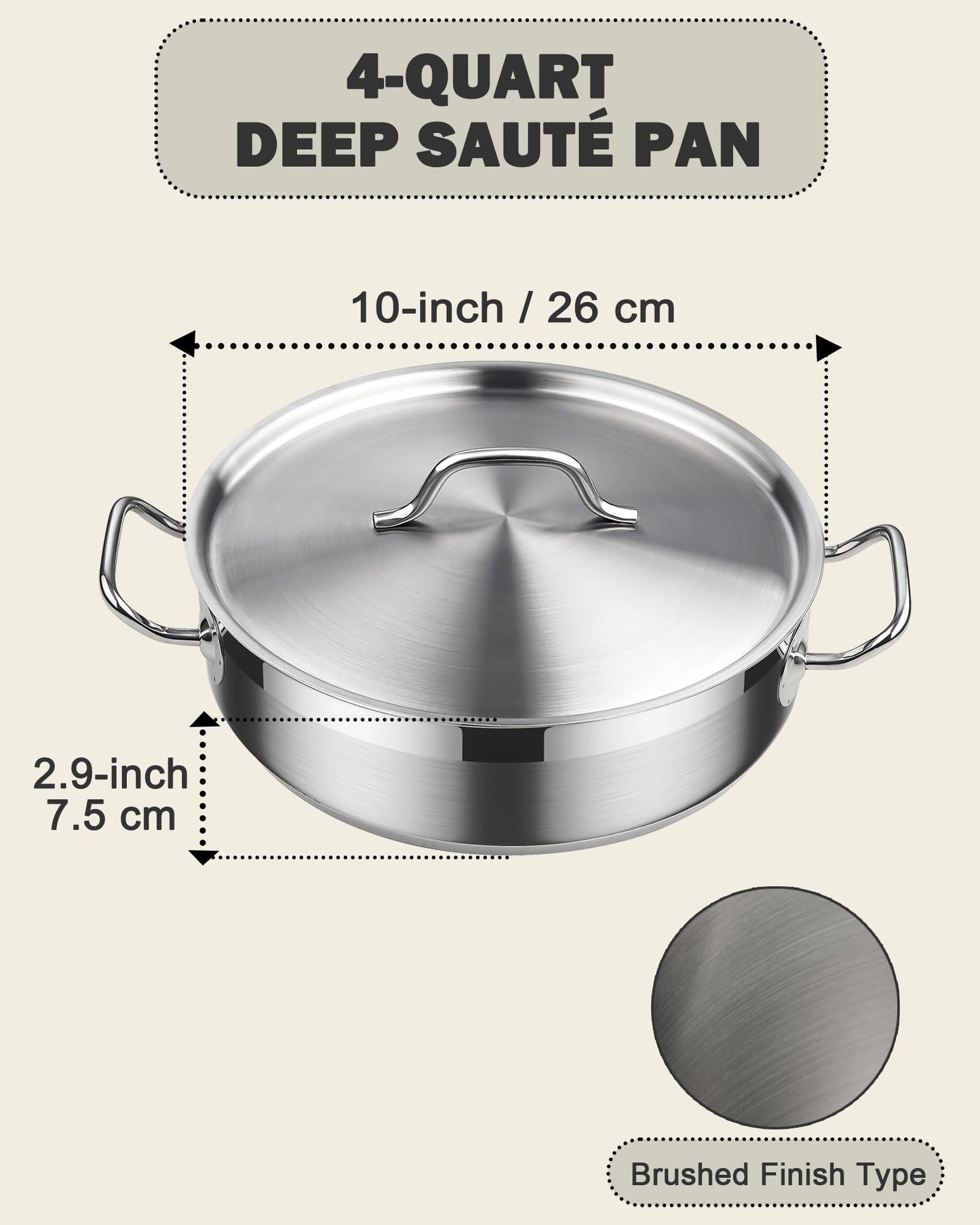 Batterie de cuisine standard Cooks en acier inoxydable, casseroles et poêles professionnelles comprenant une casserole, une sauteuse, une marmite avec couvercles, 8 pièces, argent 