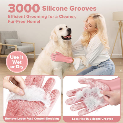 6PCS Pet Grooming Kit for Dogs,Cats and Horses | Dog Washing Gloves | Dog Bath Brush | Dog Bath Gloves | Dog Shampoo Brush | Pet Grooming Gloves | Dog Bath Supplies