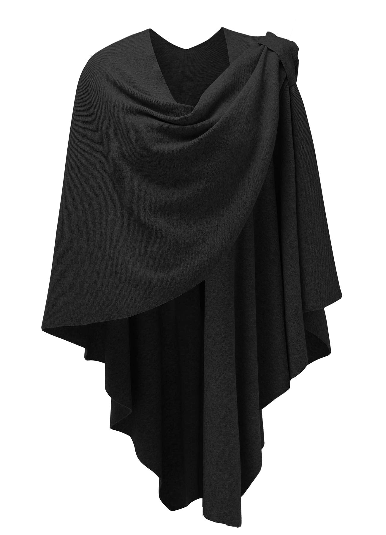 PULI Femmes Grand Poncho Croisé Sur Le Devant Pull Enveloppant Topper Tricoté Élégant Châles Cape pour l'Automne Hiver