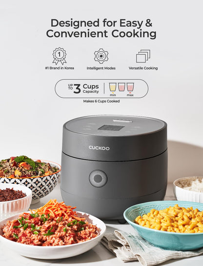 Rice Cooker 6 Cup Uncooked / 12 Cup Cooked, Fuzzy Logic, Delay Timer, Keep Warm, Steamer, Non-Stick Pot, Gray (CR-0675FG) – Gently Used