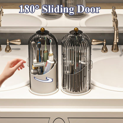 Multi-Use Bathroom Caddy, Dustproof Rotating Organizer with Cover