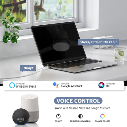 42” Smart Ceiling Fan with Light – WiFi, Alexa, Remote, LED, Black Blades