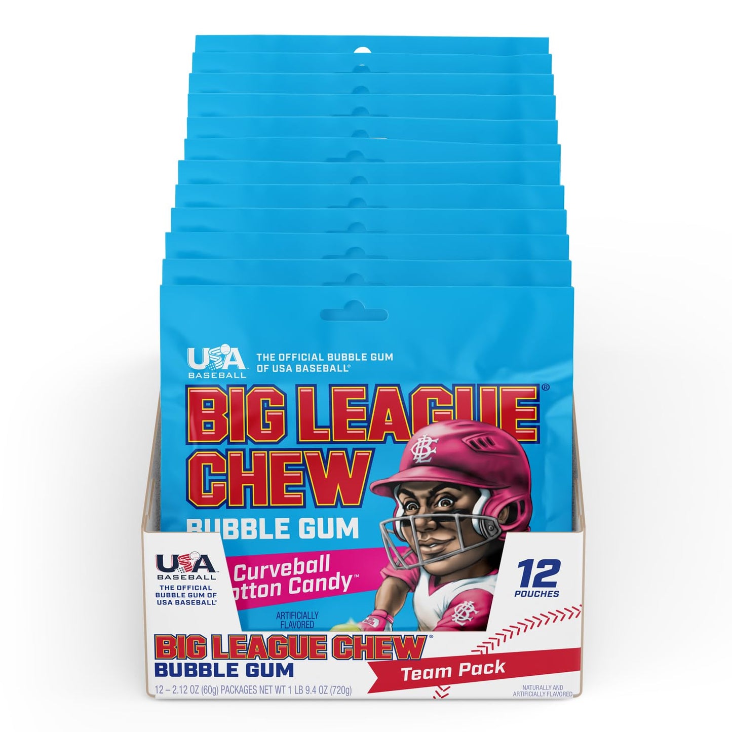 Big League Chew Outta Here Original Bubble Gum – klassischer Ballpark-Geschmack | Perfekt für Baseballspiele, Teams, Imbissbuden, Partys und mehr | Packung mit 12 Beuteln (je 2,12 oz)