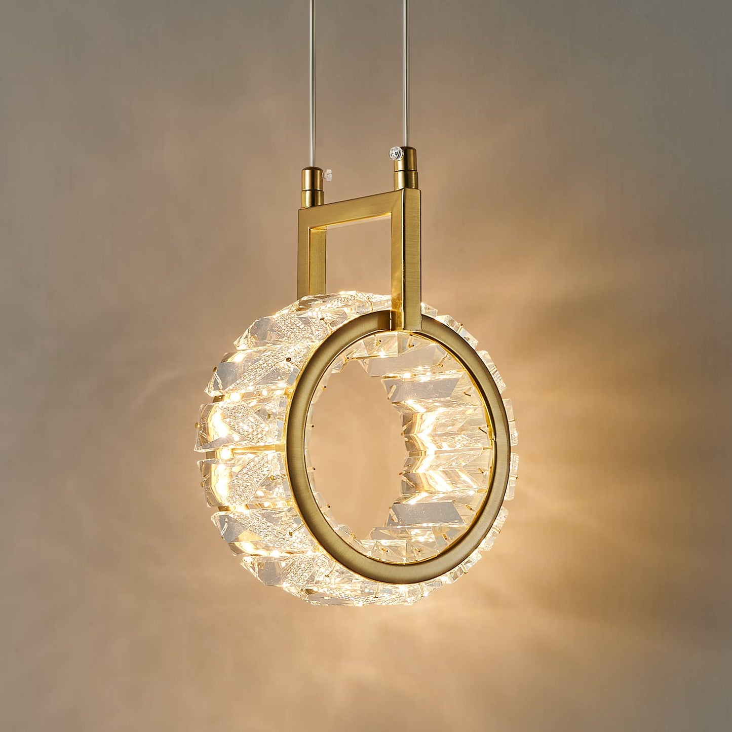 Mini-Leuchte für Kücheninseln, moderne LED-Pendelleuchte aus Kristall, rechteckiger Kronleuchter in Gold für Esszimmer, Wohnzimmer, Küche, Schlafzimmer, Bar (1 Stück) 