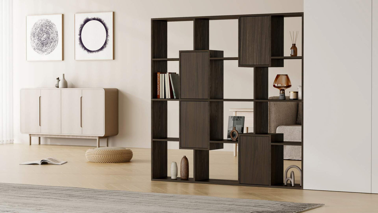 Mobili Fiver, Iacopo XS Bücherregal (63,31 x 31,5 Zoll), rustikale Eiche, Aufbewahrungsbücherregal, modernes Bücherregal für Wohnzimmer, Büro, italienische Möbel 