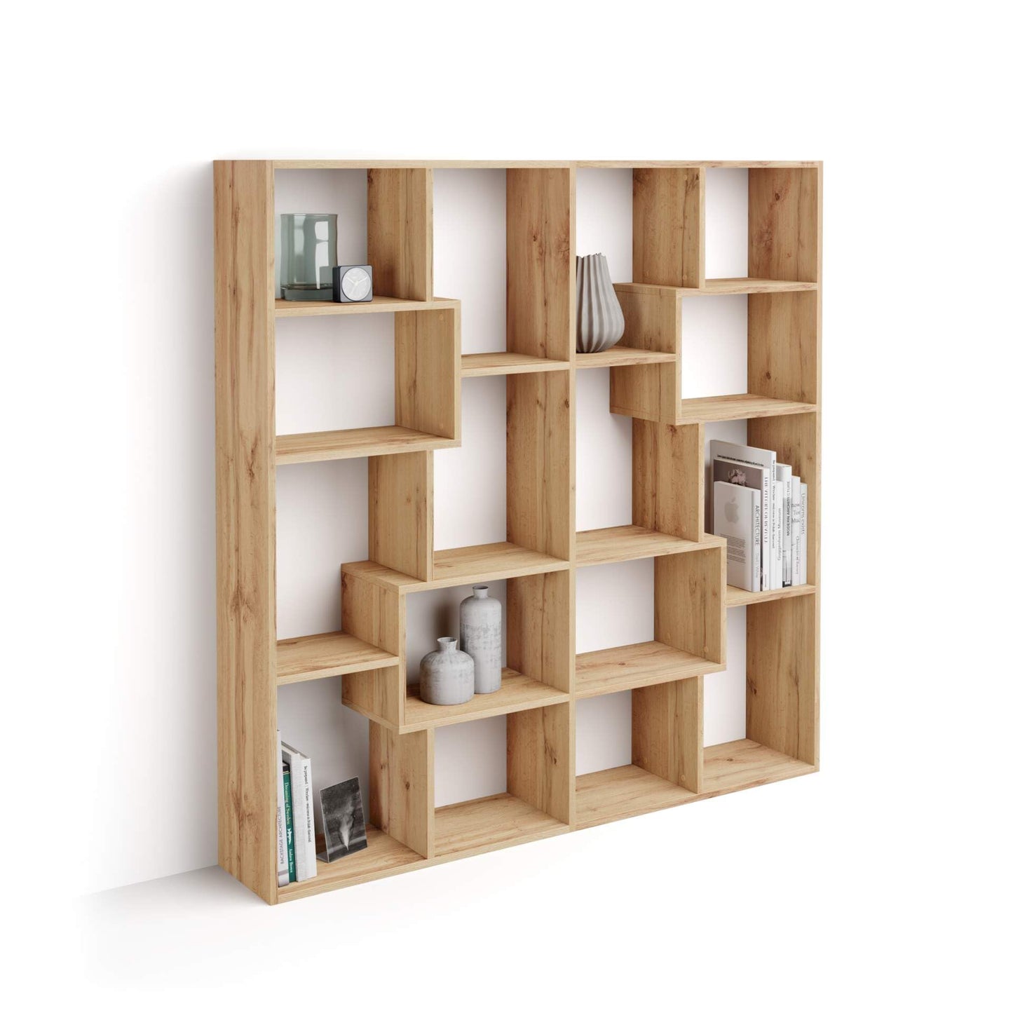 Mobili Fiver, Iacopo XS Bookcase (63.31 x 31.5 in), Rustic Oak, Storage Bookcase, Modern Bookshelf for Living Room, Office, Italian Furniture