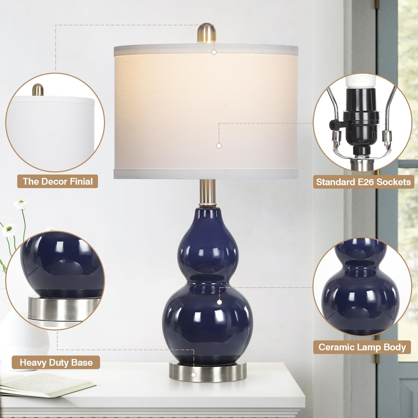 Rinweey Modern Ceramic Table Lamps