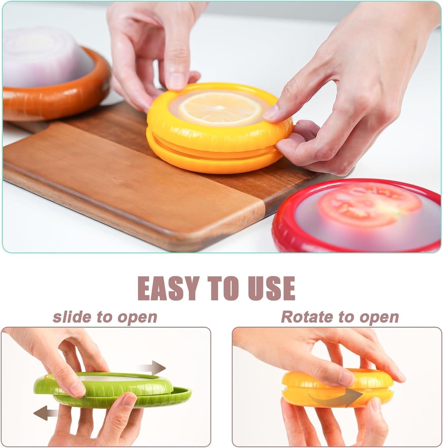 Avocado Saver and Tomato Holder - Set of 4 Reusable Storage Containers for Fridge - Ideal for Garlic, Onions, Lemons, and Potatoes