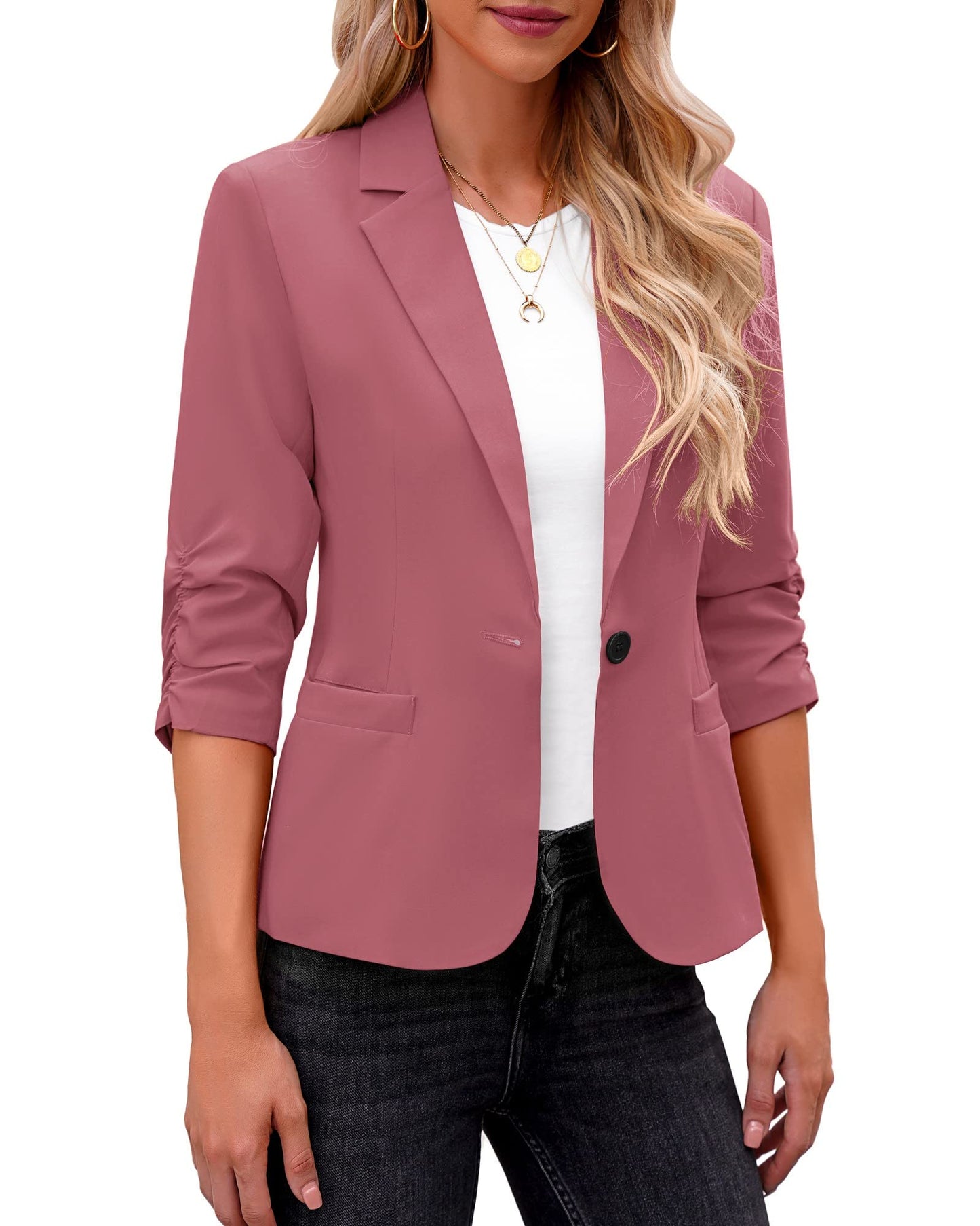 LookbookStore Blazers for Women Suit Jackets Dressy 3/4 Sleeve Blazer Business Casual Outfits for Work