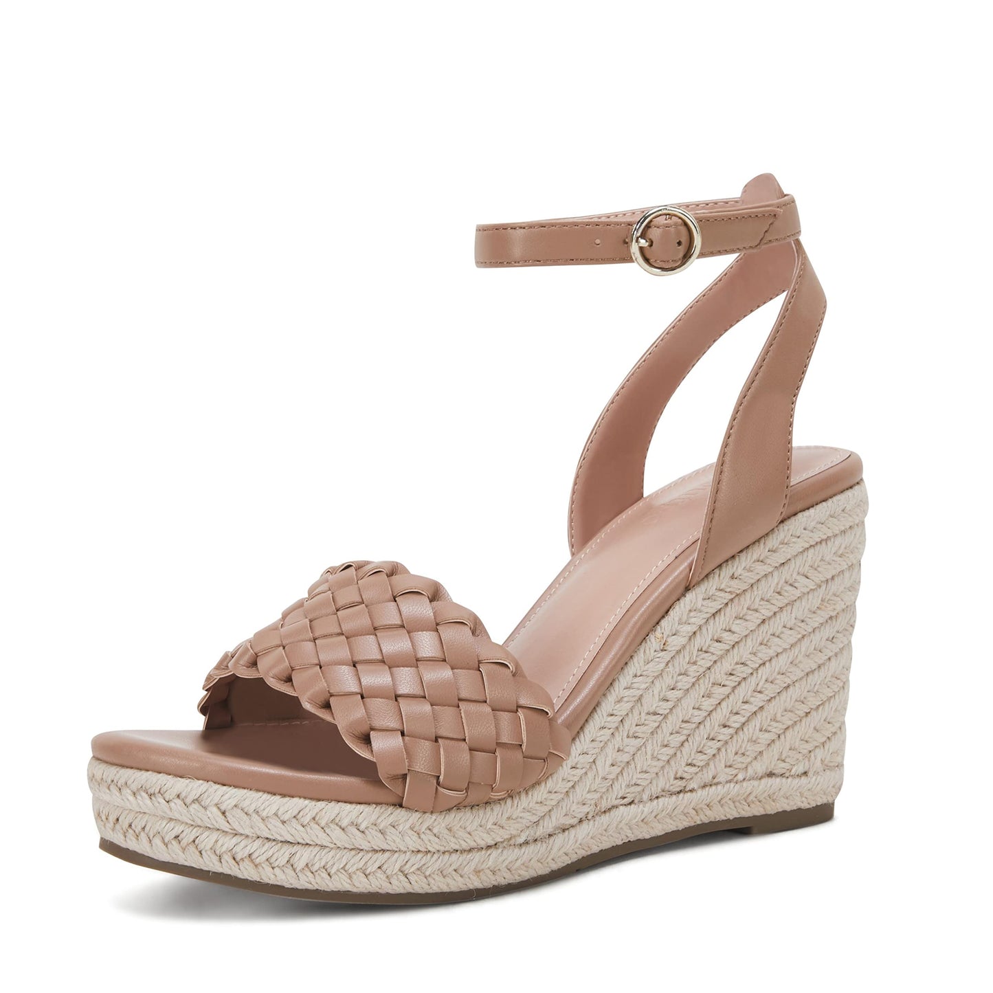 Coutgo Damen Plateau Keilsandalen Knöchelriemen Geflochtene Espadrille Schuhe