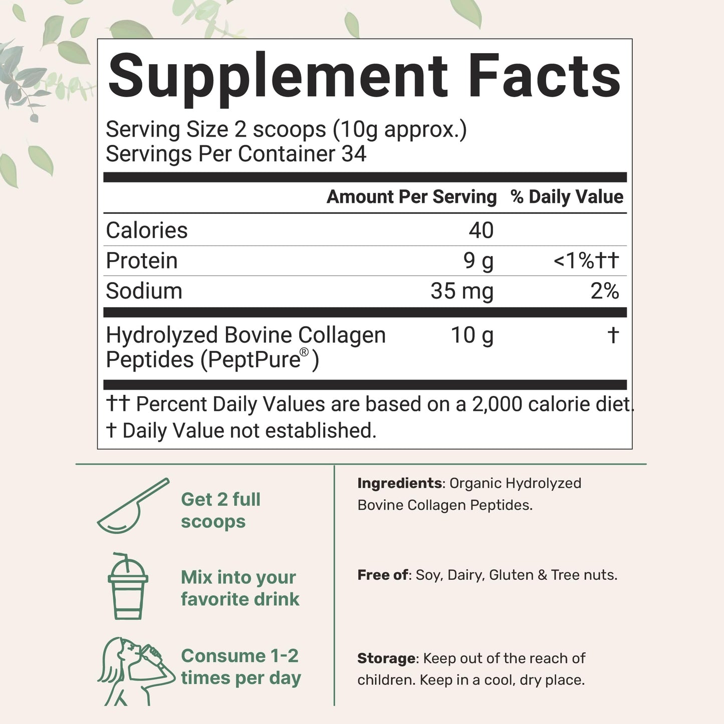 Multi Collagen Protein Powder, 2lbs – Hydrolyzed Collagen Peptides | Type I,II,III,V,X with Biotin 10000mcg, Hyaluronic Acid, Vitamin C – Unflavored – Keto & Paleo Friendly, Easy Dissolve, Non-GMO