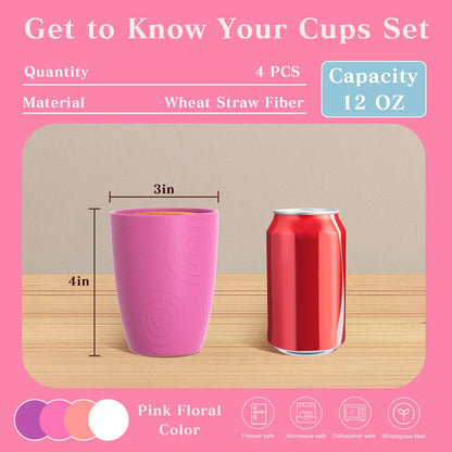 Homienly Wheat Straw Cups – Reusable, Unbreakable, Tumblers, Stackable & Dishwasher Safe