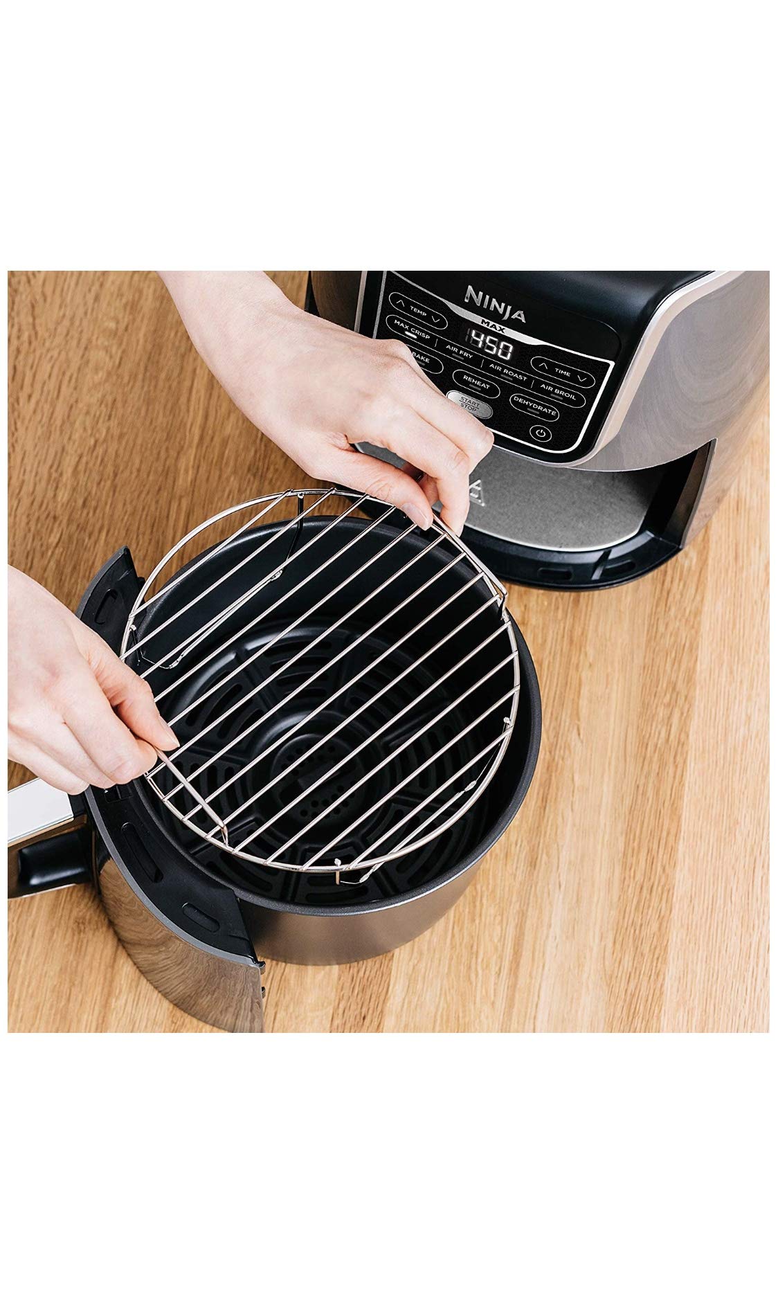 Ninja Air Fryer, Roast, Bake, Air Fry, Roast, Broil, Reheats, & Dehydrates, 4-in-1, Fries, Frozen Food, Veggies, and Juicy Meat, Less Oil, Easy Meals, Healthy Meals, Compact, 4 QT, Grey, AF101