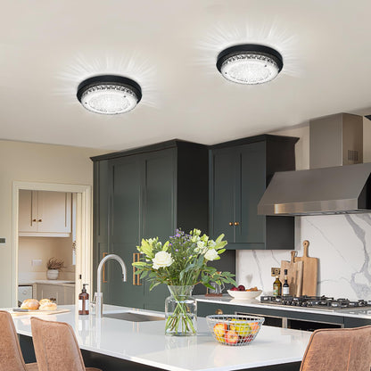 Black Crystal Flush Mount Ceiling Light – Modern Dimmable LED