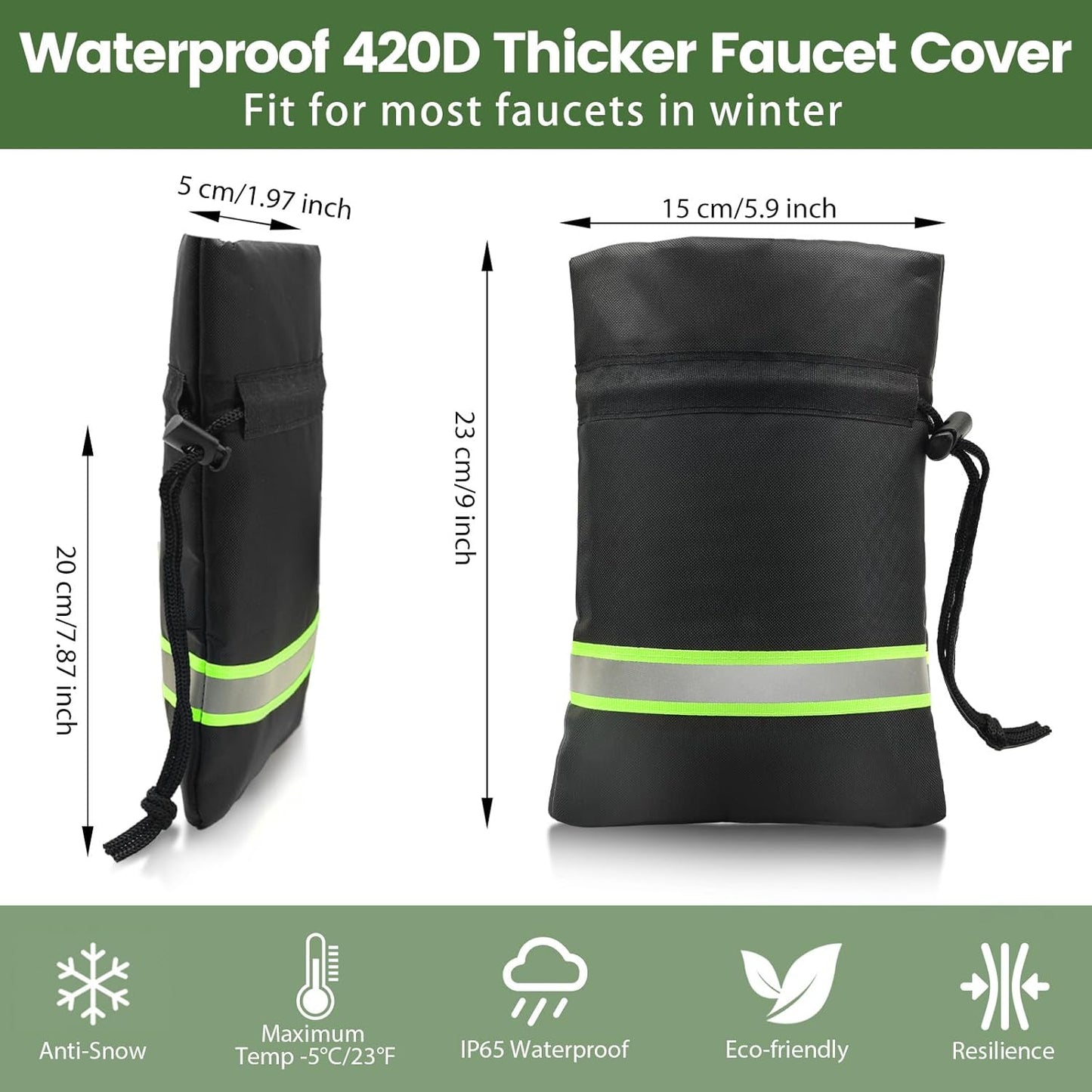 Outdoor Faucet Covers for Winter Freeze Protection, 4-Pack Hose Bib Insulation Socks, Waterproof, Fits Standard Faucets