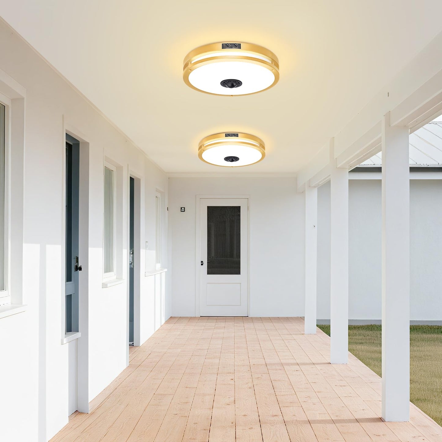 Motion Sensor LED Ceiling Light – Adjustable Color Temp, Outdoor Flush Mount