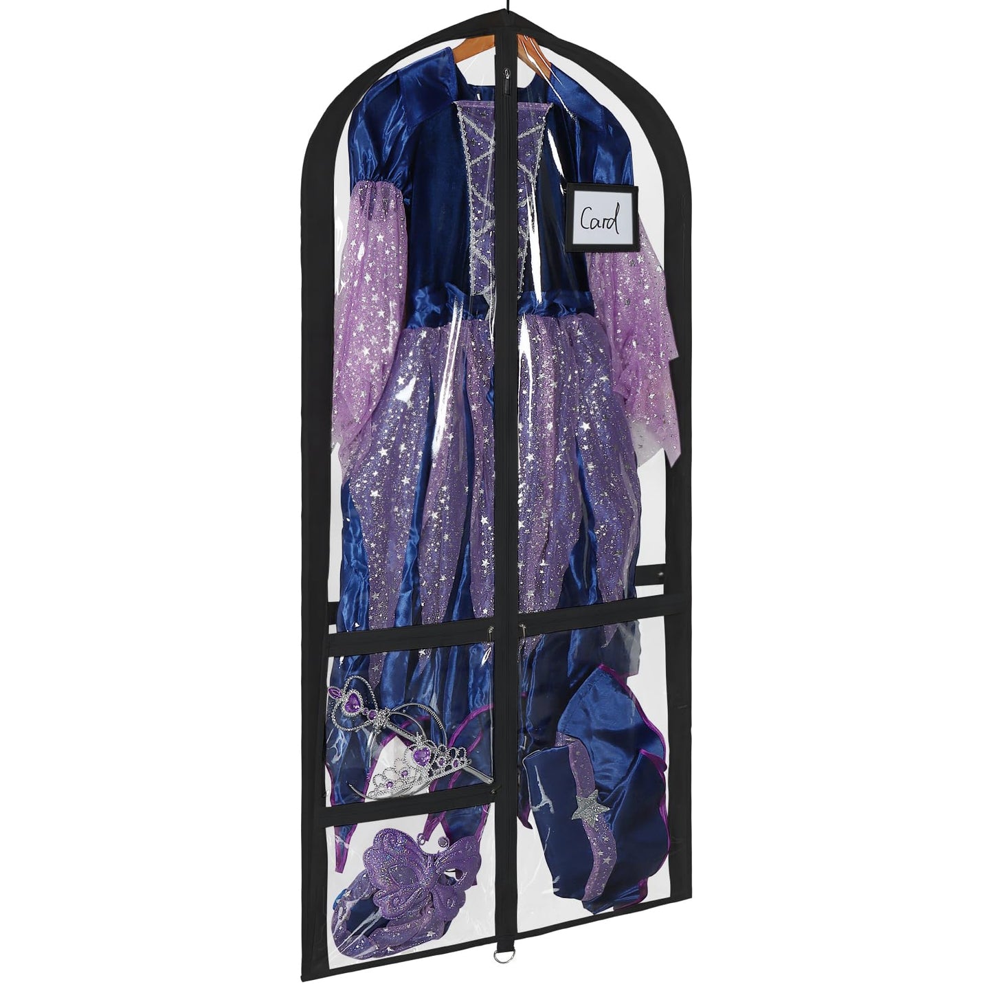 Univivi Clear PVC Dance Costume Bags (3 Pack) Garment Bag 40 Inch for Dance Competitions, with 4 Medium Clear Zipper Pockets and 1 Large Back Zippered Pocket [Upgraded Version]