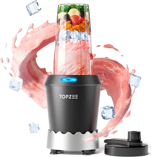 TOPZEE Personal Blender | 1000W (Max 1200W) Ice Crusher & Smoothie Maker – 24oz Portable Cup, 6 Stainless Steel Blades, Dishwasher-Safe