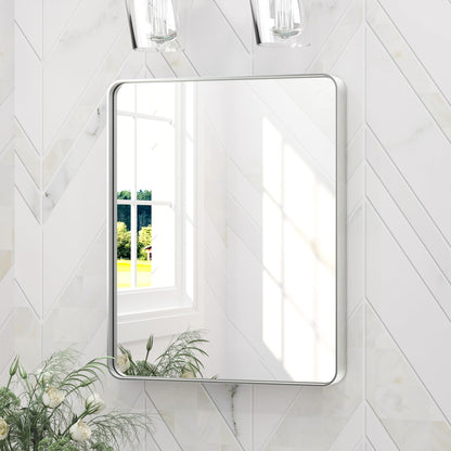 Keonjinn Black Mirror for Bathroom Sink, 24 x 30 Inch Sandblasted Finish Aluminum Wall Mirrors, Matte Black Rectangle Farmhouse Mirror with Shatterproof HD Tempered Glass, Anti-Rust Metal Frame