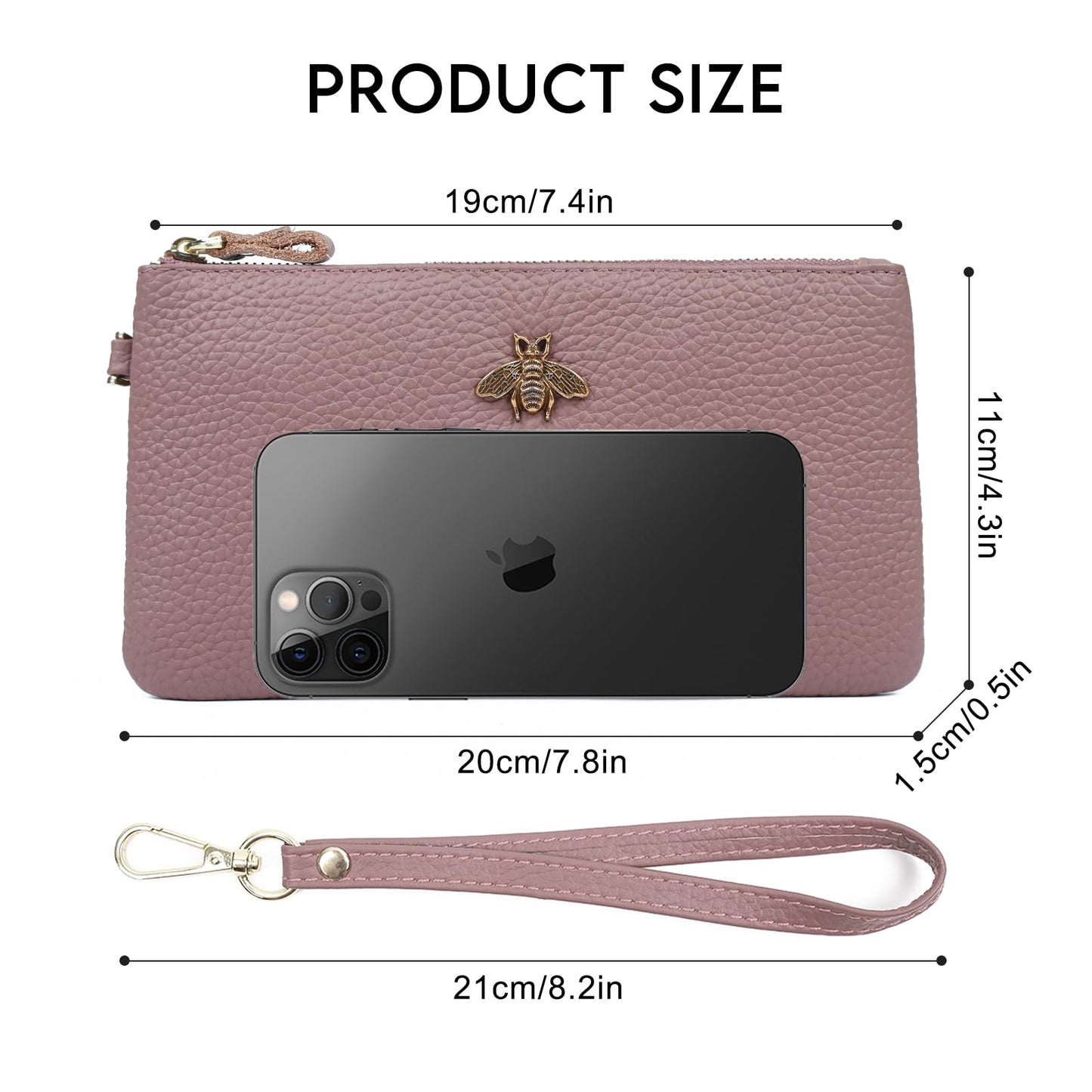 imeetu Women's Wristlet Clutch Purse Leather Cell Phone Wallet Handbag with Wrist Strap