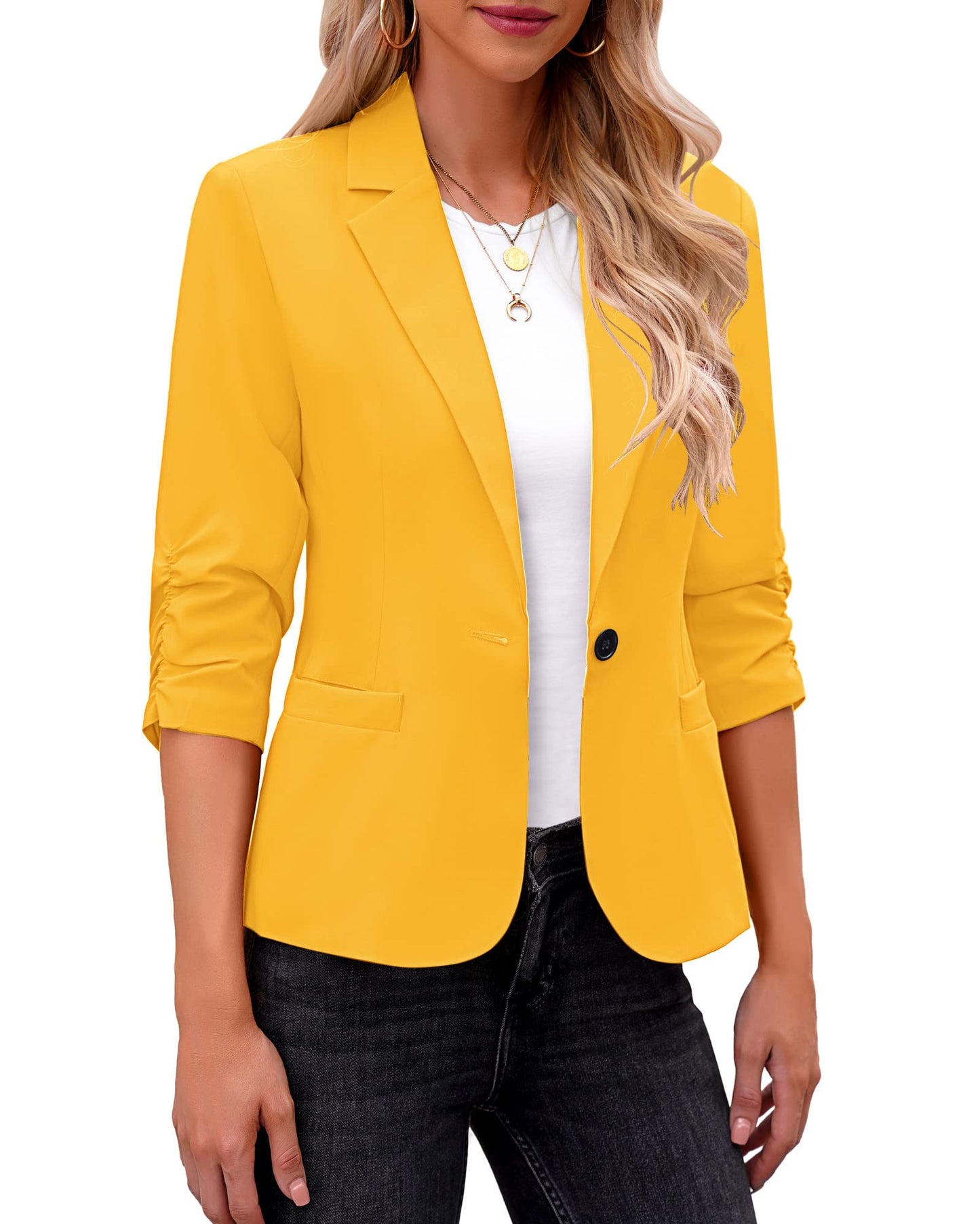 LookbookStore Blazer für Damen Anzugjacken Eleganter Blazer mit 3/4-Ärmeln Business-Casual-Outfits für die Arbeit