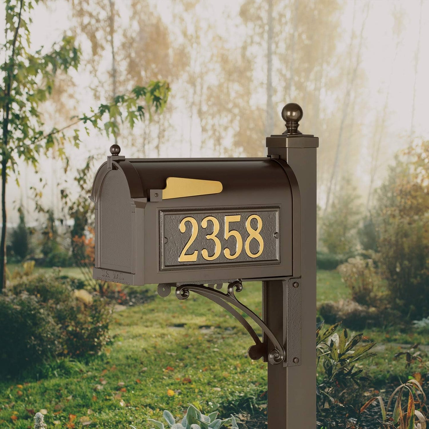 Whitehall Products Deluxe Mailbox Package, Aluminum, French Bronze