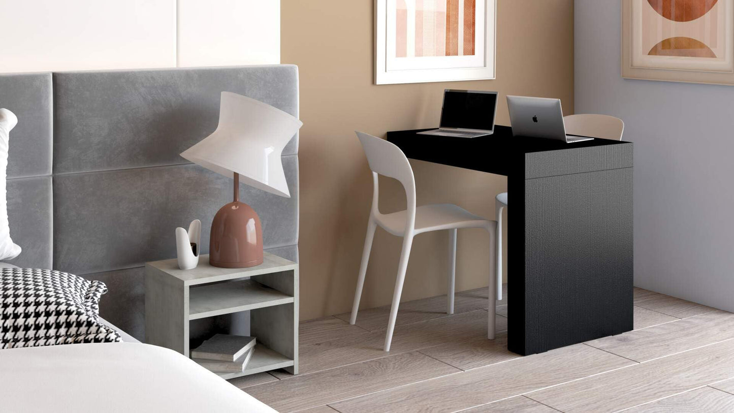 Mobili Fiver, Bureau Evolution 70,9 x 23,6 po, Frêne noir avec un pied, finition stratifiée, bureau moderne, bureau d'écriture et d'étude pour chambre à coucher, bureau, meubles italiens 