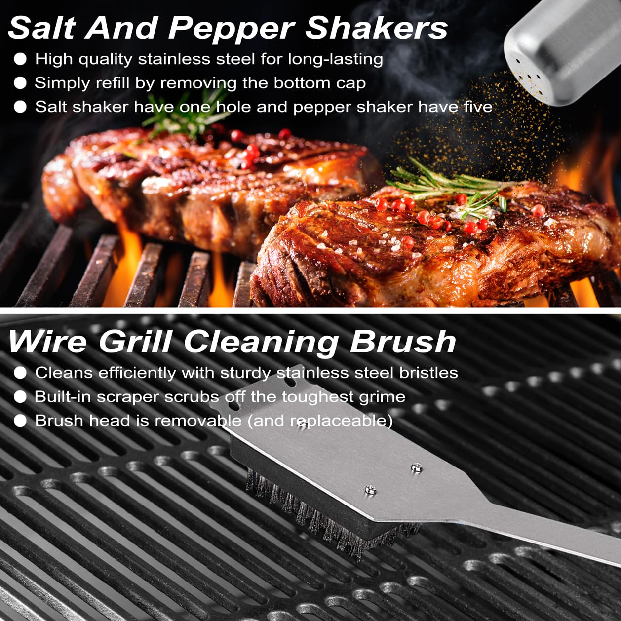 POLIGO 29 PCS BBQ Grill Accessories Stainless Steel BBQ Tools Grilling Tools Set with Storage Bag for Christmas Dads Birthday Presents - Camping Grill Utensils Set Ideal Grilling Gifts for Men Women