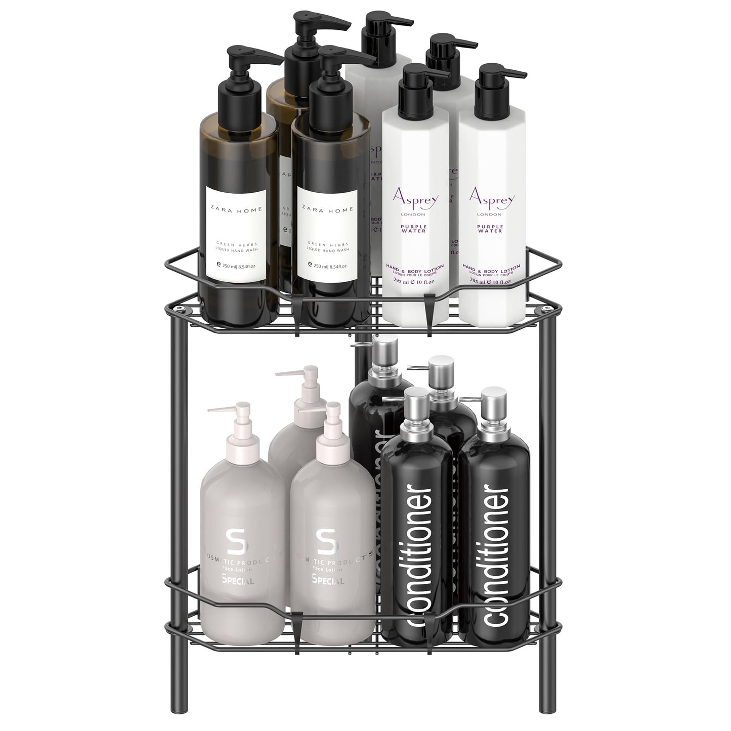 4 Tier Floor Standing Corner Shower Caddy Organizer Shelf with Hooks