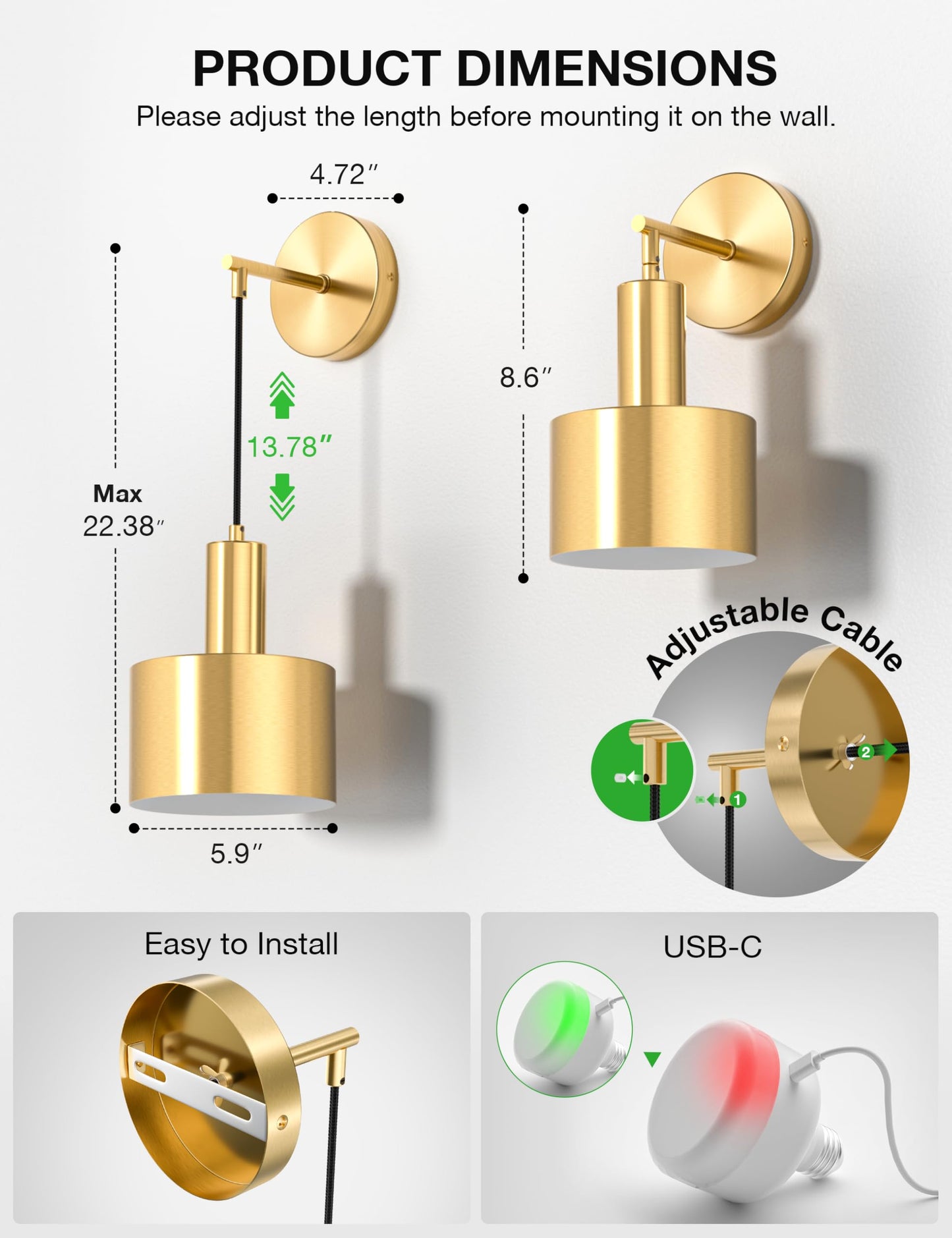 Rechargeable Battery Wall Sconce – 9-Color Dimmable Wireless Light