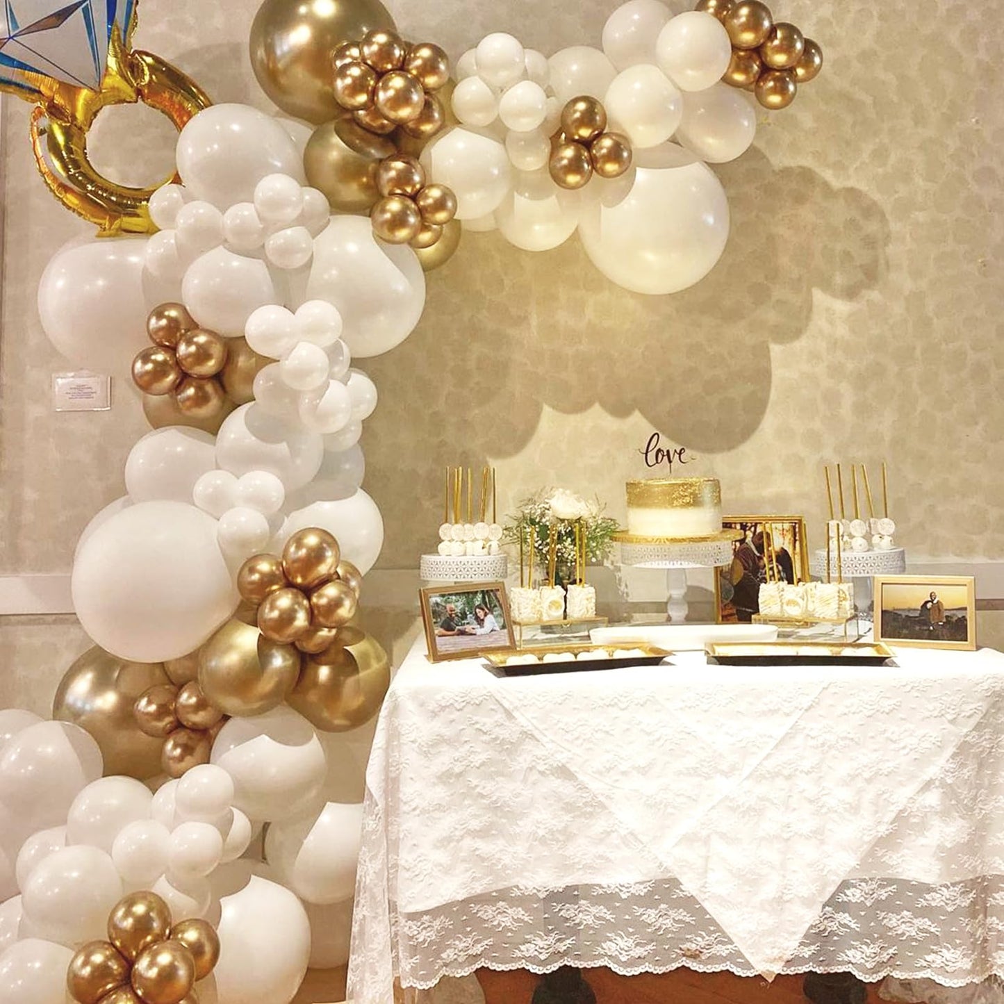 White and Gold Balloons 12 inch, 60pcs Gold and White Party Balloons with Gold Confetti Balloons for Wedding Baby Shower Birthday Bridal Shower Baptism Party Decoration