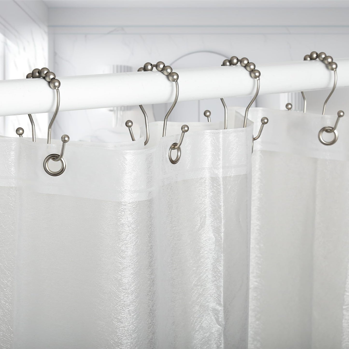 Goowin Shower Curtain Hooks, 12 Pcs Shower Curtain Rings, Stainless Steel Bronze Shower Curtain Hooks Rings Rust Proof, Balance Sliding Anti-Drop Double Shower Hooks for Shower Curtain Rod (Bronze)