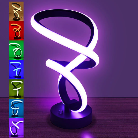 Aialun Moderne Spiral-RGB-Tischlampen, 2er-Set, einzigartige dimmbare LED-Nachttischleuchten mit Touch-Funktion, 10 Modi, coole Schreibtischlampe, Geschenk für Schlafzimmer, Wohnzimmer, Büro, Hausdekoration 