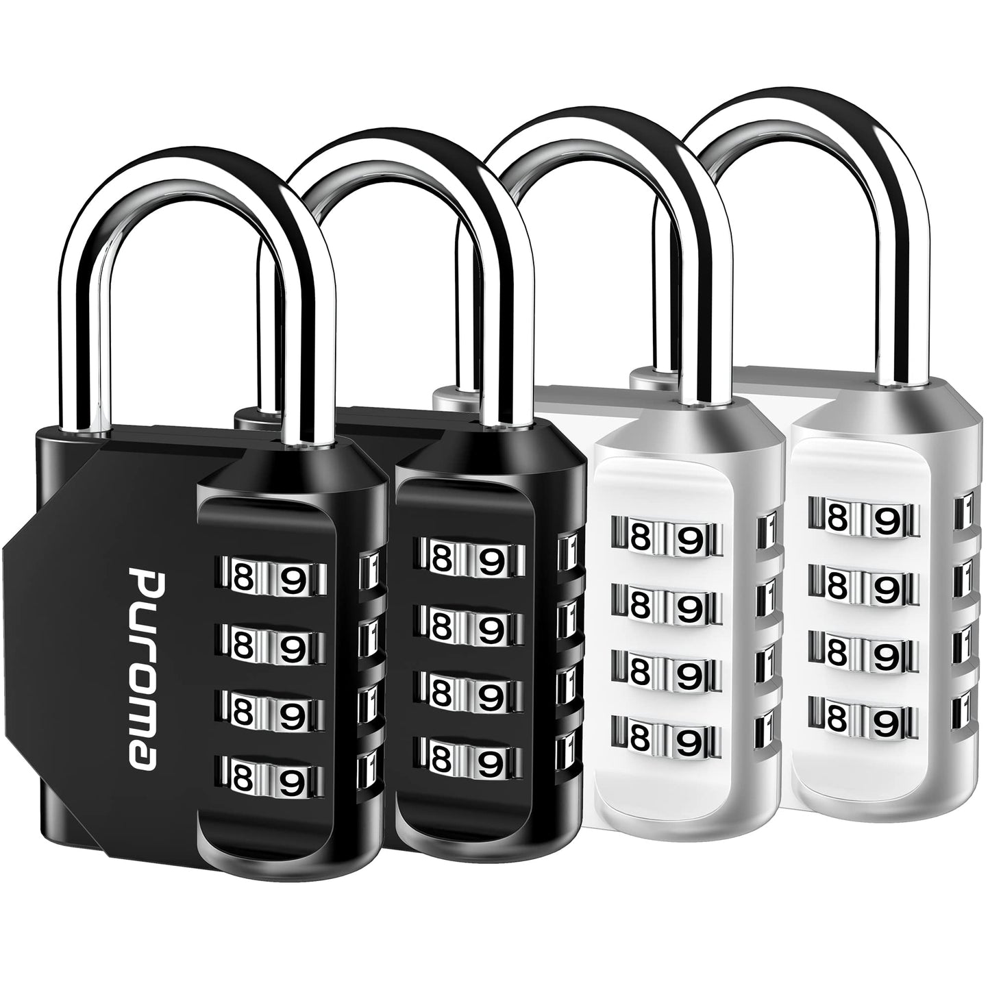 Puroma 4 Pack Combination Lock 4 Digit Locker Lock Outdoor Waterproof Padlock for School Gym Locker, Sports Locker, Fence, Toolbox, Gate, Case, Hasp Storage (Green)