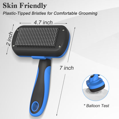 Swihauk Self Cleaning Slicker Brush - Skin Friendly for Dogs & Cats, Deshedding Grooming Tool for Shedding Hair, Puppy Brush for Haired Pets