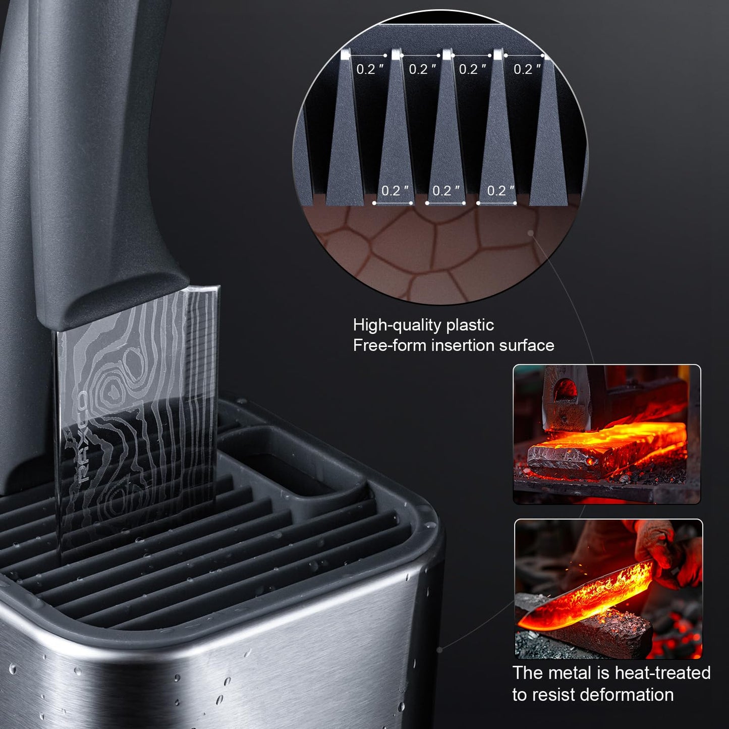 RAXCO Knife Set with Block,10-Piece Kitchen Knives Stainless Steel,Pro-Sharpened for Cooking,Slicing,Mincing,Dicing,Black