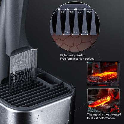 RAXCO Knife Set with Block,10-Piece Kitchen Knives Stainless Steel,Pro-Sharpened for Cooking,Slicing,Mincing,Dicing,Black