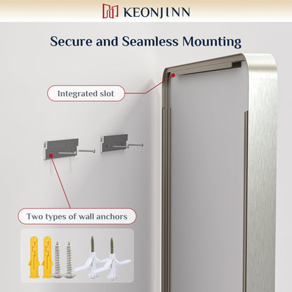 Keonjinn Black Mirror for Bathroom Sink, 24 x 30 Inch Sandblasted Finish Aluminum Wall Mirrors, Matte Black Rectangle Farmhouse Mirror with Shatterproof HD Tempered Glass, Anti-Rust Metal Frame