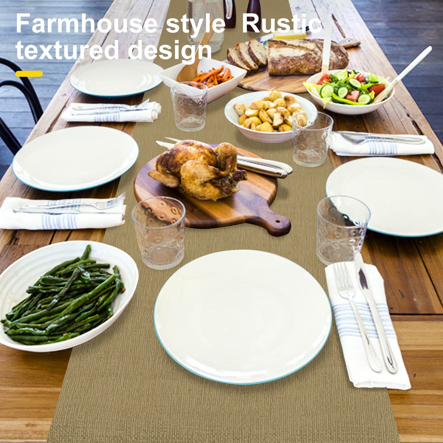 Wipeable Table Runner – Thick Farmhouse-Style Runner for Kitchen, Bedroom, Living Room, Indoor & Outdoor Use